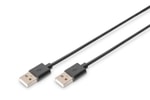 Digitus 1 Metre USB 2.0 Siyah Erkek Kablo (AK-300100-010-S) - USB A Erkek/Erkek, Nikel Kaplama Konnektörlü Bağlantı