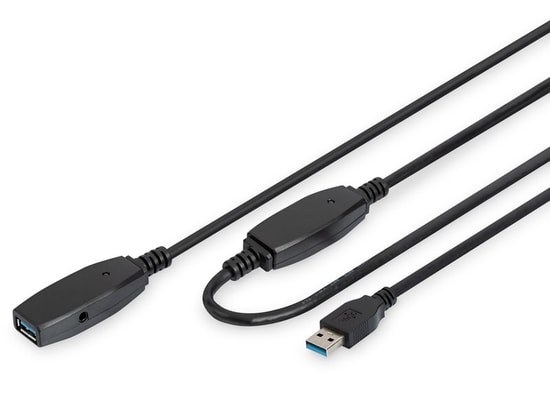 Digitus USB 3.0 10 Metre Siyah Repeater Uzatma Kablosu (DA-73105) - USB A Erkek/Dişi, Tak Çalıştır, 5Gbps Hızlı Aktarım