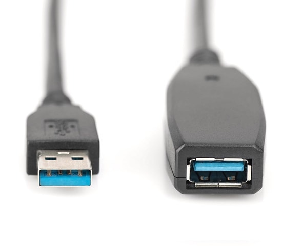Digitus USB 3.0 10 Metre Siyah Repeater Uzatma Kablosu (DA-73105) - USB A Erkek/Dişi, Tak Çalıştır, 5Gbps Hızlı Aktarım