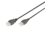 Digitus USB 2.0 3 Metre Siyah Uzatma Kablosu (AK-300202-030-S) - USB A Erkek/Dişi, UL2725, AWG 28, Tak Çalıştır, 480Mbps