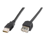 Digitus USB 2.0 1.8 Metre Siyah Uzatma Kablosu (AK-300200-018-S) - USB A Erkek/Dişi, AM/F Tipi, Tak Çalıştır, 480Mbps