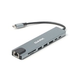 Dark DK-AC-U31X36 Type-C 8in1 Çoklayıcı Hub - 4K HDMI, Gigabit Lan, 3xUSB 3.0, Type-C 60W PD, 3.5mm Ses, SD Kart Okuma