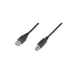Digitus 3 Metre USB 2.0 Siyah Yazıcı Kablosu (AK-300102-030-S) - Yüksek Hızlı Bağlantı, Tip A-B, Nikel Kaplama