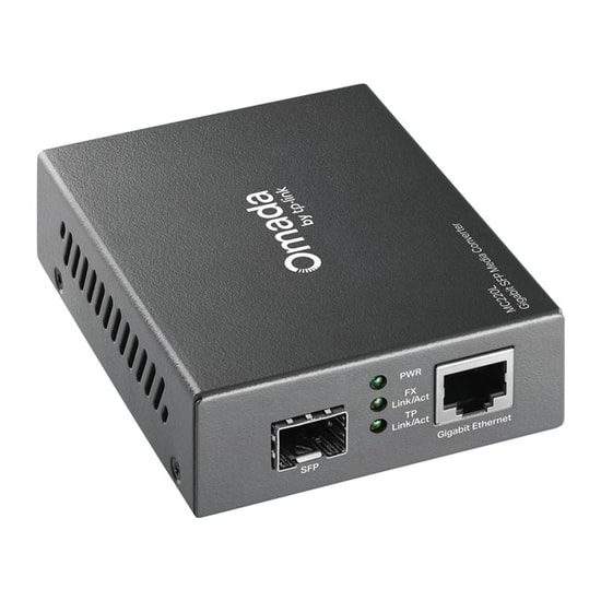 TP-LINK MC220L Gigabit Ethernet Medya Dönüştürücü - 1000BASE-SX/LX/LH Fiber, LED Gösterge, Güç Adaptörü, HotSwap FX Port