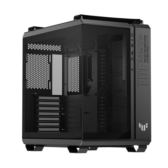 ASUS TUF Gaming GT502 Horizon Siyah Mid Tower Kasa - Çift Bölmeli, 4x2.5"/3.5" Yuva, USB C, Panaromik, ATX Oyuncu Kasası