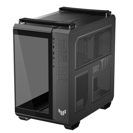 ASUS TUF Gaming GT502 Horizon Siyah Mid Tower Kasa - Çift Bölmeli, 4x2.5"/3.5" Yuva, USB C, Panaromik, ATX Oyuncu Kasası