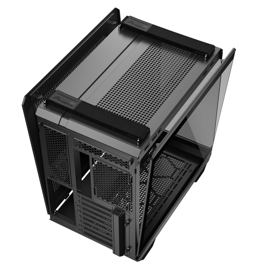 ASUS TUF Gaming GT502 Horizon Siyah Mid Tower Kasa - Çift Bölmeli, 4x2.5"/3.5" Yuva, USB C, Panaromik, ATX Oyuncu Kasası