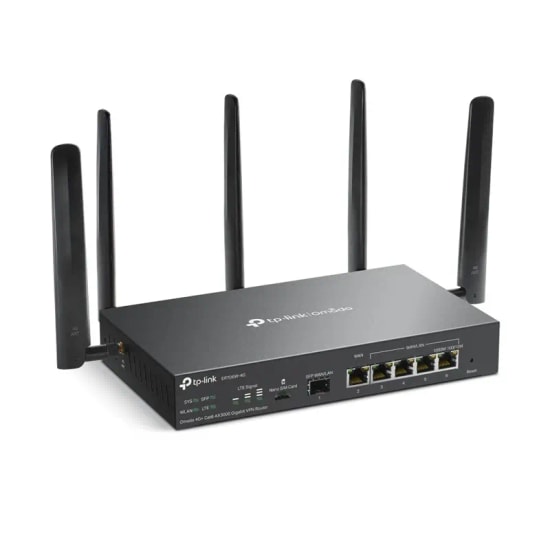 TP-Link Omada ER706W-4G AX3000 4G+ Gigabit VPN Router - 4G LTE, Dual Band, Gigabit SFP/RJ45 WAN, 4x LAN, 5x Anten, Mesh