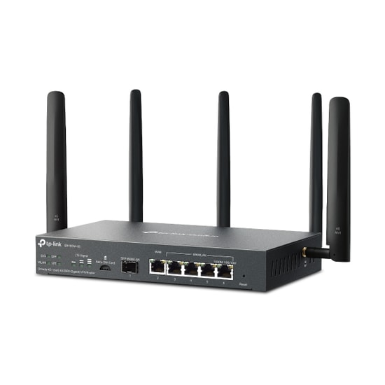 TP-Link Omada ER706W-4G AX3000 4G+ Gigabit VPN Router - 4G LTE, Dual Band, Gigabit SFP/RJ45 WAN, 4x LAN, 5x Anten, Mesh