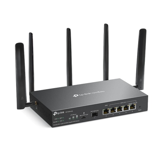 TP-Link Omada ER706W-4G AX3000 4G+ Gigabit VPN Router - 4G LTE, Dual Band, Gigabit SFP/RJ45 WAN, 4x LAN, 5x Anten, Mesh