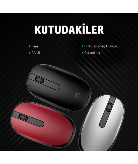 HP 240 Siyah Bluetooth 5.1 Kablosuz Mouse (3V0G9AA) - 1600 DPI Optik Sensör, 4 Tuşlu, Ergonomik Tasarım, 10m Menzil