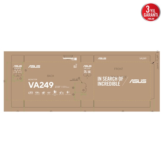 Asus VA249QGS 23.8" IPS 120Hz 1ms Pivot Monitör 90LM02W1-B01171 - FHD, HDMI, DP, VGA, Hoparlör, Çerçevesiz, Flicker-Free