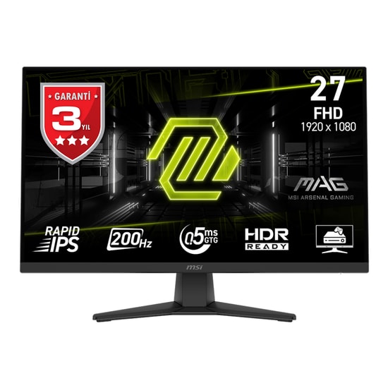 MSI MAG 272F 27" Full HD 200Hz 0.5ms Rapid IPS Oyuncu Monitörü - 300nit, 10bit Renk, HDMI, DP, Vesa, FreeSync Premium