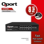 Qport Q-POE8M 8 Port 10/100 PoE Switch - 2 Port Gigabit Uplink, 120W PoE Desktop Yönetilemez Ağ Anahtarı