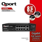 Qport Q-POE8G 8 Port Gigabit PoE Switch - 2 Gigabit Uplink, 1 SFP Port, 120W PoE Yönetilemez Anahtar, Montaj Kit Dahil