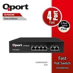 Qport Q-POE4M 4 Port 10/100 PoE Switch - 2 Port 10/100 Uplink, 60W PoE Desktop Yönetilemez Ağ Anahtarı