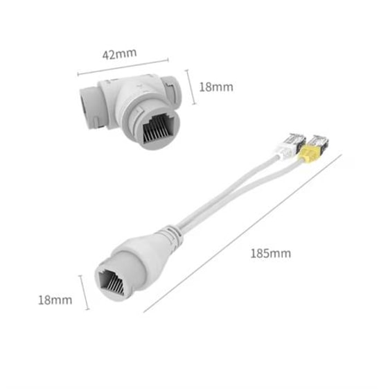 Qport Q-SPLPOE1 PoE Splitter - 2'si 1 Arada (Birleştirici ve Ayırıcı), 3 Yollu RJ45 Ağ Konnektörü, Max 100m Uygunluk