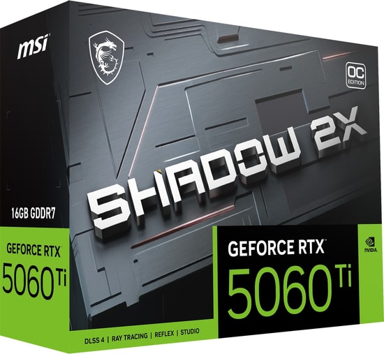 MSI GeForce RTX 5060 Ti Shadow 2X OC PLUS 16GB GDDR7 Ekran Kartı - 128 Bit, 2617 MHz, DX12, 3xDP, HDMI, Ray Tracing