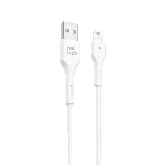 Nettech NT-DC08 Beyaz 100cm Lightning Şarj ve Data Kablosu - 3.4A Hızlı Şarj, Dayanıklı Plastik Malzeme, Akım Koruma