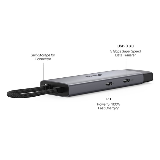 TP-Link UH5020C Type-C 5 Portlu Hub - 5Gbps Transfer Hızı, 2xUSB-A, 1xUSB-C, 4K 60Hz HDMI, 100W Şarj, Kompakt Tasarım