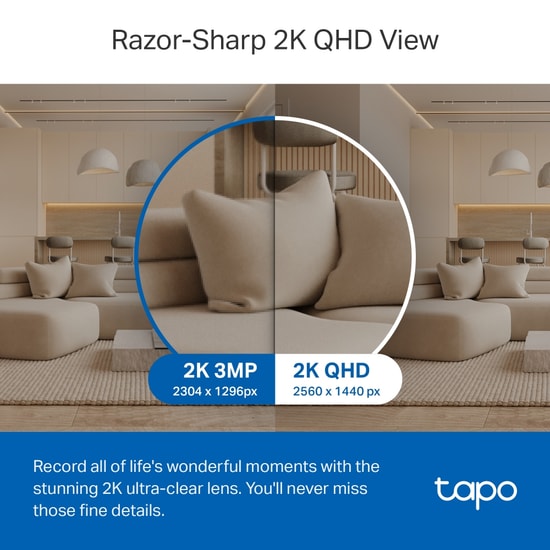 TP-Link Tapo C220 2K 4MP Pan/Tilt WiFi AI Destekli Güvenlik Kamerası - QHD, 1440p, Hareket Algılama, Gece Görüşlü, Sesli