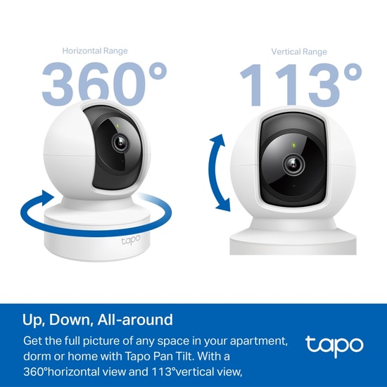 TP-Link Tapo C202 Full HD Pan/Tilt WiFi Güvenlik Kamerası - 1080p, Gece Görüşlü, Hareket Algılama, Takip, İki Yönlü Ses
