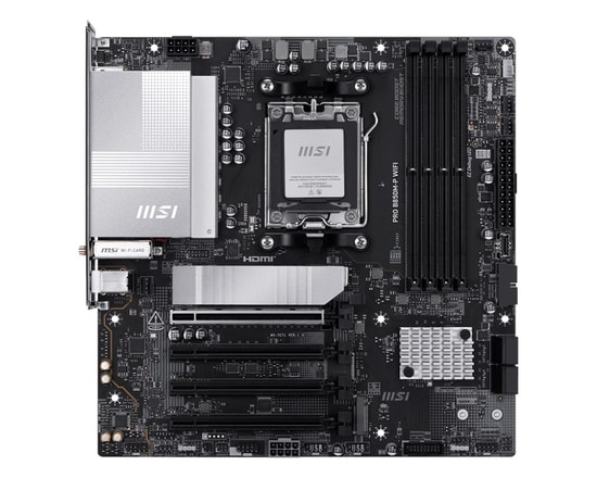 MSI PRO B850M-P WIFI AM5 Anakart - DDR5 8200MHz(OC), 3xM.2, USB-C 10Gbps, Wi-Fi 7, HDMI, DP, 5G LAN, WiFi 7,  MicroATX