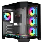 Frisby FC-9550G 850W 80+Bronze Mid Tower Siyah Gaming Kasa - 7xARGB Fan, ATX, Temperli Panaromik Cam, 2x3.5” 2x2.5" Yuva