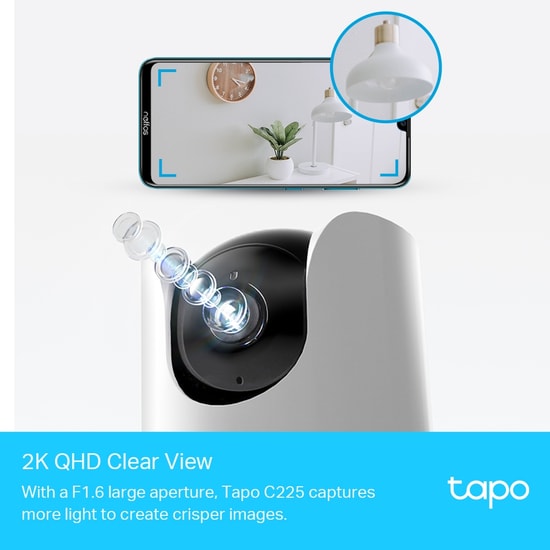 TP-Link Tapo C225 4MP 2K QHD Yapay Zekalı Wi-Fi IP Kamera - Starlight Sensör, Gizlilik Modu, Akıllı Takip, 360 İzleme