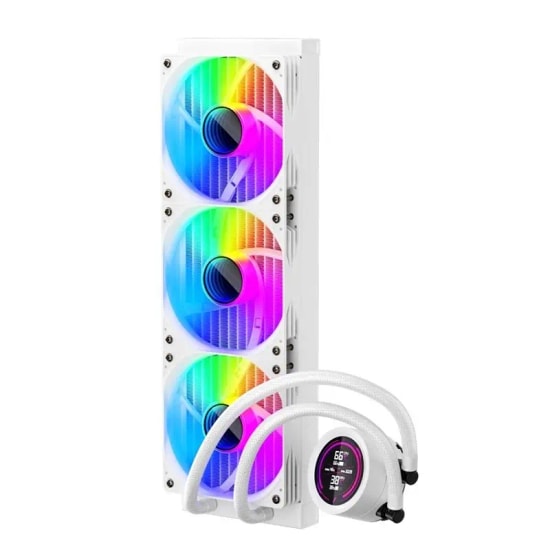 1st Player Thunderstorm TS4-360 Beyaz ARGB Sıvı Soğutucu - 2x120mm Fan, LCD Ekranlı, 300W, 77CFM, AM5/4, LGA1700 Uyumlu