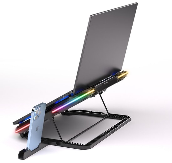 Frisby FNC-5270ST RGB Notebook Soğutucu Stand - 10-17" Uyumlu, 4x100mm + 80mm Fanlı, 5 Kademeli, LCD Panel, 2xUSB Port