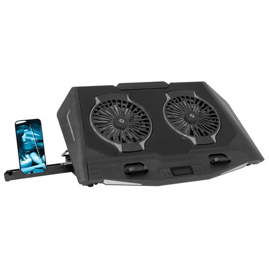 Frisby FNC-5250ST GS2 RGB Notebook Soğutucu - 2x140mm Fan, 10-17" Uyumlu, 5 Kademeli, Telefon Tutuculu, 2xUSB, LCD Panel