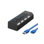 Hadron HDX7023 4 in 1 Siyah USB Çoklayıcı (NT-114614) - 30cm Kablolu, 4x USB 2.0 Hub, USB 3.0 Giriş, Açma Kapama Düğmeli
