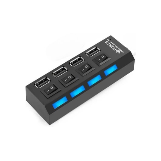 Hadron HDX7023 4 in 1 Siyah USB Çoklayıcı (NT-114614) - 30cm Kablolu, 4x USB 2.0 Hub, USB 3.0 Giriş, Açma Kapama Düğmeli