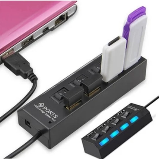 Hadron HDX7023 4 in 1 Siyah USB Çoklayıcı (NT-114614) - 30cm Kablolu, 4x USB 2.0 Hub, USB 3.0 Giriş, Açma Kapama Düğmeli