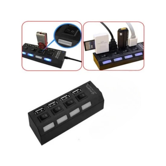Hadron HDX7023 4 in 1 Siyah USB Çoklayıcı (NT-114614) - 30cm Kablolu, 4x USB 2.0 Hub, USB 3.0 Giriş, Açma Kapama Düğmeli