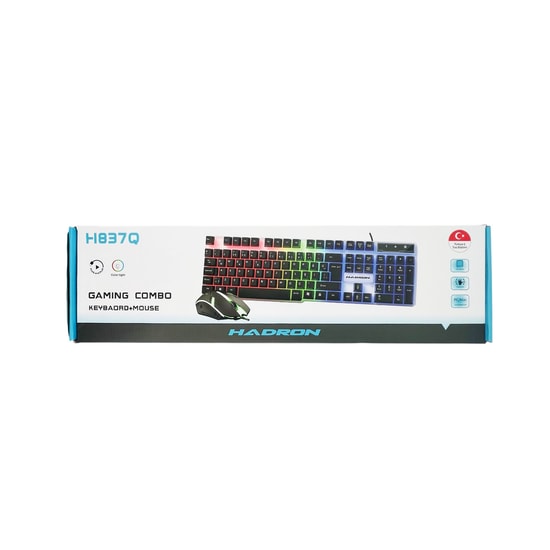 Hadron H837Q Kablolu Siyah RGB Oyuncu Klavye Mouse Seti (NT-114610) - 1000dpi Optik, Türkçe Q, Multimedya, USB Kablo
