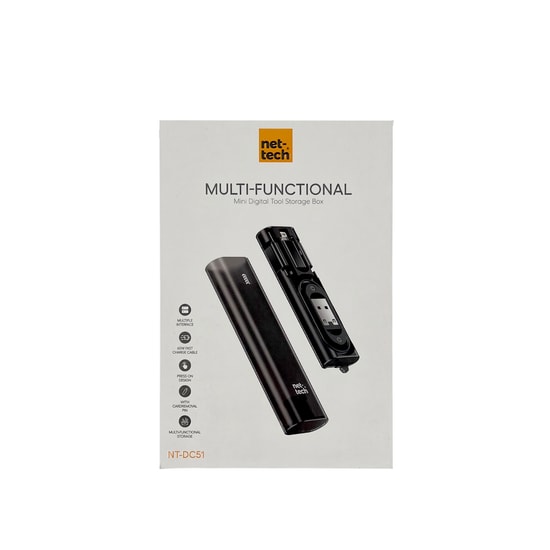 Nettech NT-DC51 Siyah Mini Boy Dijital Alet Çantası 60W Şarj ve Data Kablosu (NT-111351) - Çoklu Çıkış, Sim Kart Pin