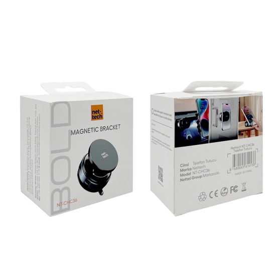 Nettech NT-CHC36 Siyah Manyetik Araç Camı Etkili Telefon Tutucu - Cam Vakumlu, Güçlü Tutuş, Kolay Montaj