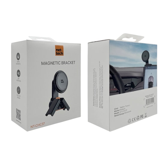 Nettech NT-CHC37 Tesla Manyetik Siyah Araç İçi Telefon Tutucu (NT-112003) - Köşe Klipsli, Güçlü Tutuş, Kolay Montaj