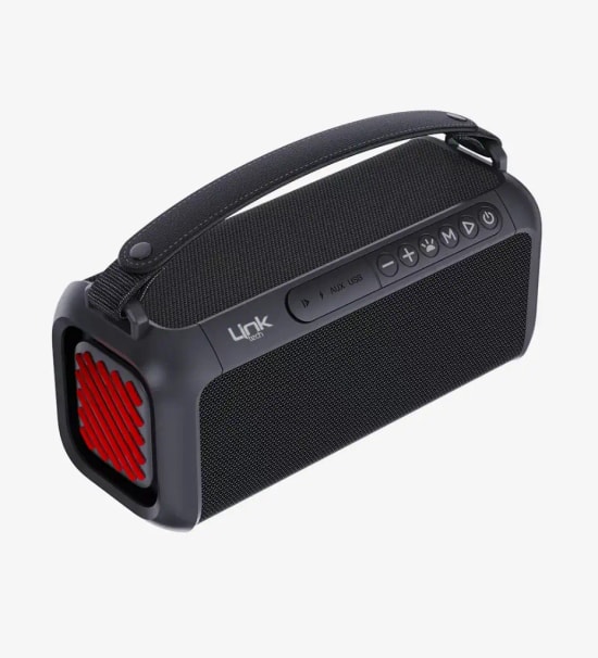LinkTech M416 Premium RGB Işıklı TWS Bluetooth Hoparlör - 2x5W RMS, 2x10W Tepe, IPX5 Su Geçirmez, USB-C Şarj 1800mAh Pil