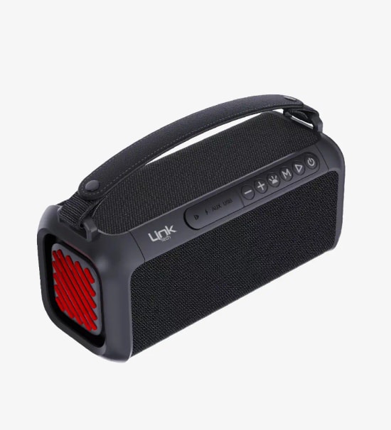 LinkTech M416 Premium RGB Işıklı TWS Bluetooth Hoparlör - 2x5W RMS, 2x10W Tepe, IPX5 Su Geçirmez, USB-C Şarj 1800mAh Pil