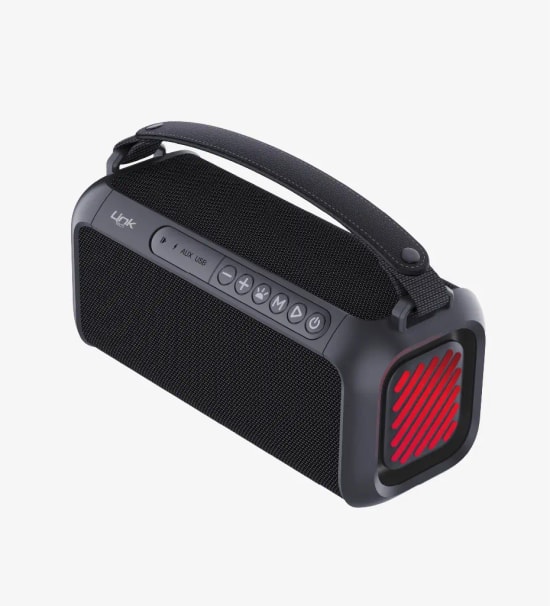 LinkTech M416 Premium RGB Işıklı TWS Bluetooth Hoparlör - 2x5W RMS, 2x10W Tepe, IPX5 Su Geçirmez, USB-C Şarj 1800mAh Pil