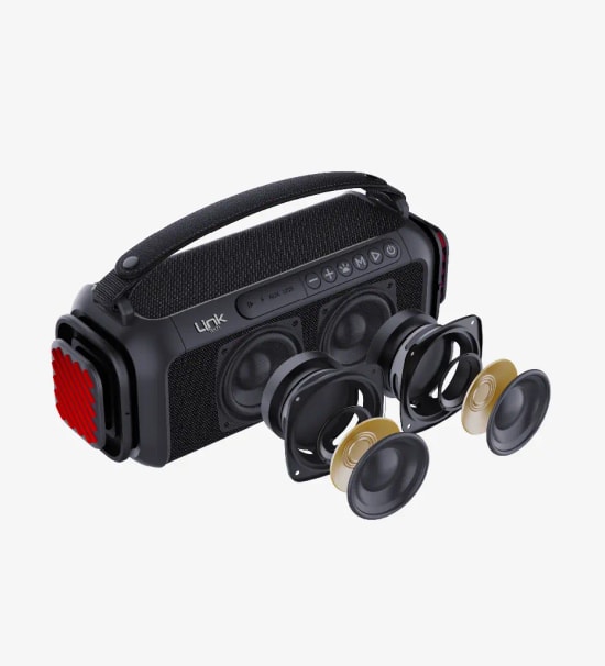 LinkTech M416 Premium RGB Işıklı TWS Bluetooth Hoparlör - 2x5W RMS, 2x10W Tepe, IPX5 Su Geçirmez, USB-C Şarj 1800mAh Pil