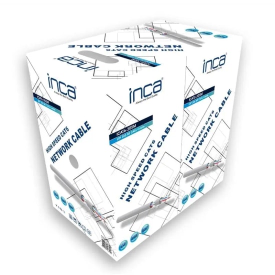 INCA ICAT6-305M Gri CAT6 UTP Network Kablosu - 305 Metre, 0.57mm, 23AWG, 1000Base-T, 250MHz Hız, Polyelifin İzolasyon