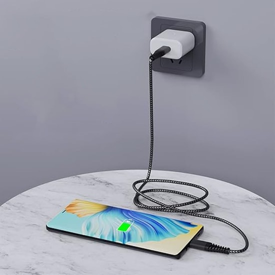Teknonet TN-DC19 60W Siyah 100cm Type-C Şarj ve Data Kablosu (NT-112862) - 3.0A Çıkış, İp Örgülü, Akıllı Çip, Hızlı Şarj