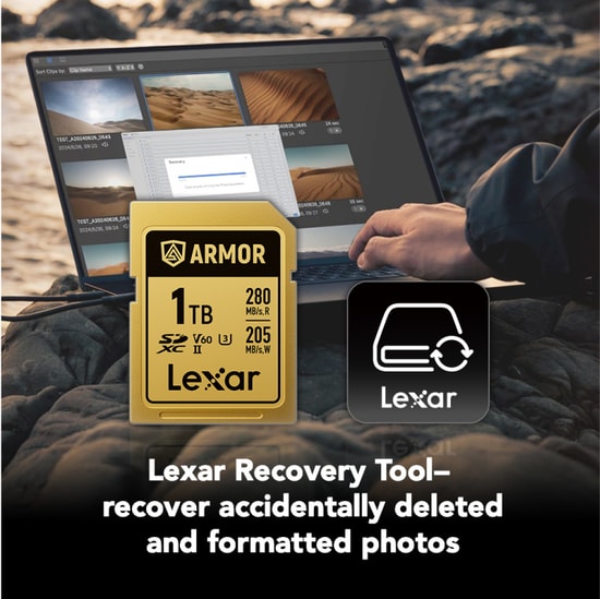 Lexar Armor Gold 1TB SDXC UHS-II Profesyonel SD Kartı (LSDAMGL001T-RNNNG) - 280-205MB/s Okuma Yazma, V60, C10, U3, IP68