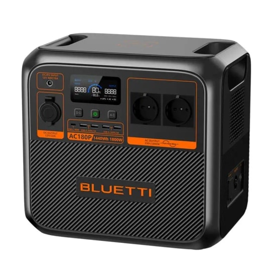 BLUETTI AC180P 1800W 1440Wh Taşınabilir Güç İstasyonu - AC, 12V/10A DC, USB A, 100W USB C, Uzun Ömürlü LiFePO4 Pil