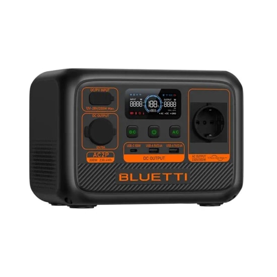 BLUETTI AC2P 300W 230.4Wh Taşınabilir Güç İstasyonu - AC, 12V/10A DC, USB A, 100W USB C, Uzun Ömürlü LiFePO4 Pil