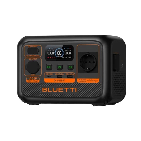 BLUETTI AC2P 300W 230.4Wh Taşınabilir Güç İstasyonu - AC, 12V/10A DC, USB A, 100W USB C, Uzun Ömürlü LiFePO4 Pil